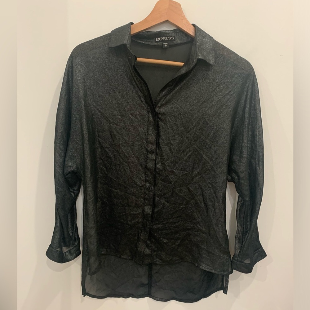 Express sheer shimmer cover top, size XS